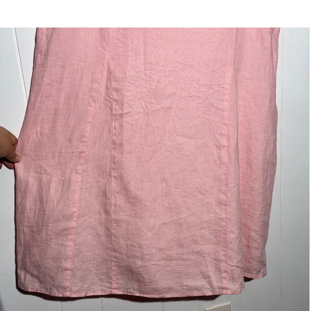 J.Jill Love Linen Pink V-Neck Sleeveless Shift Tank Midi Dress XL Minimalist - Picture 3 of 10